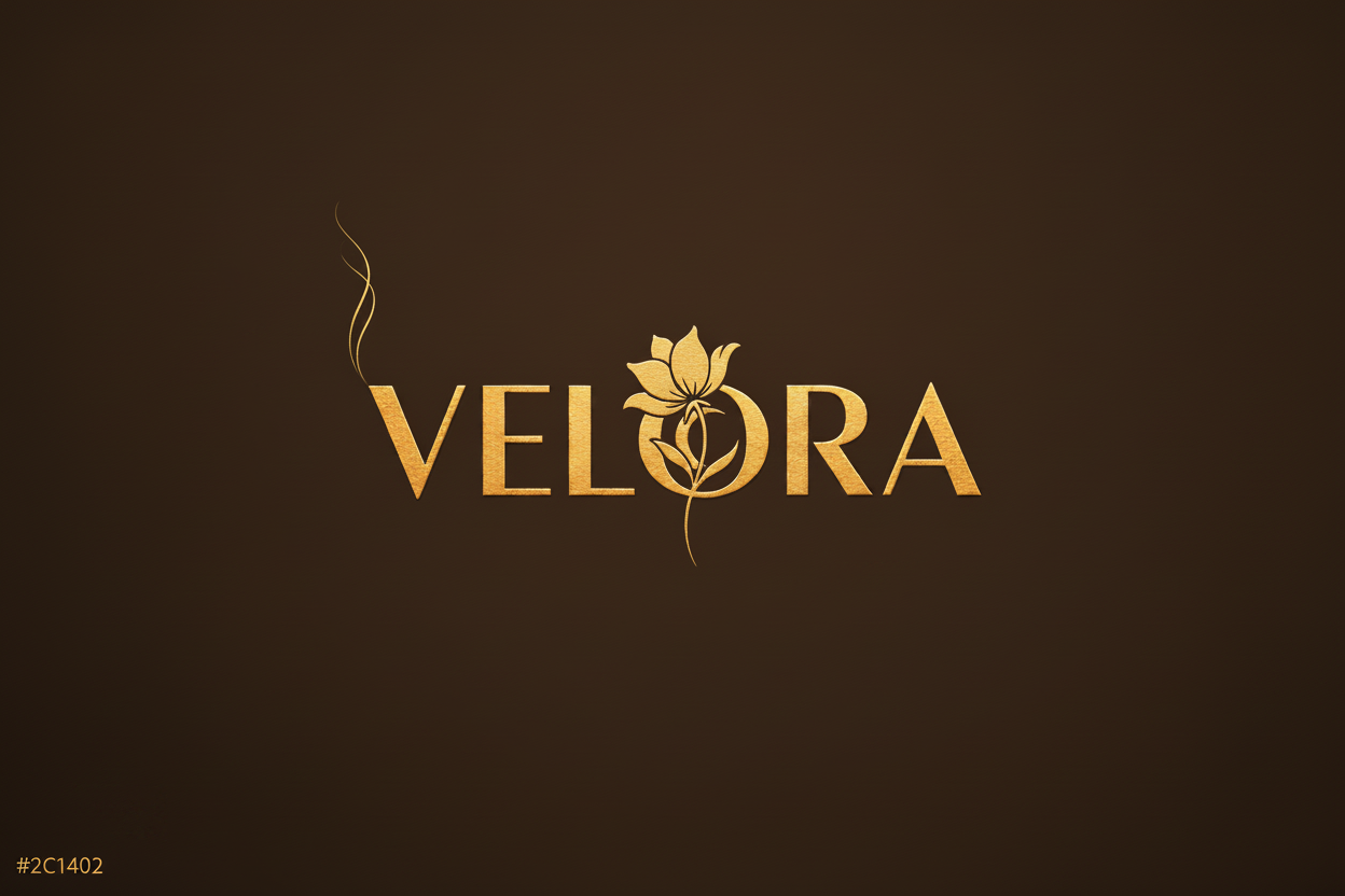 Logo Velora fondo marrón